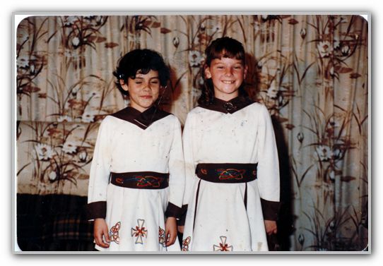 Les and Friend in Scottish Dress